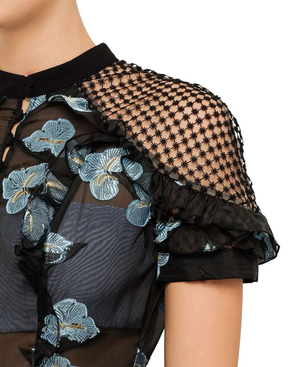 Self Portrait Fil Coupe Open Back Cape Mini Dress - Image 5