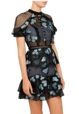 Self Portrait Fil Coupe Open Back Cape Mini Dress for rent on The Volte - image 4