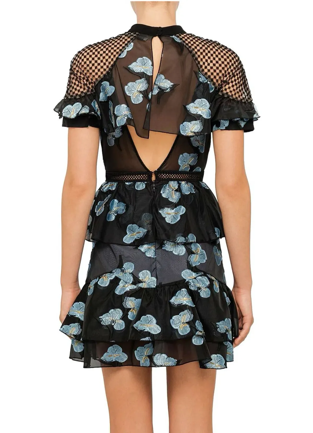 Self Portrait Fil Coupe Open Back Cape Mini Dress - Image 3