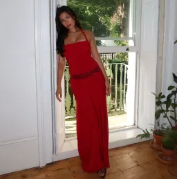 sylavie swimwear, Toscana Maxi Dress - Crimson Kiss, Red, SIze 8  for rent on The Volte - image 1