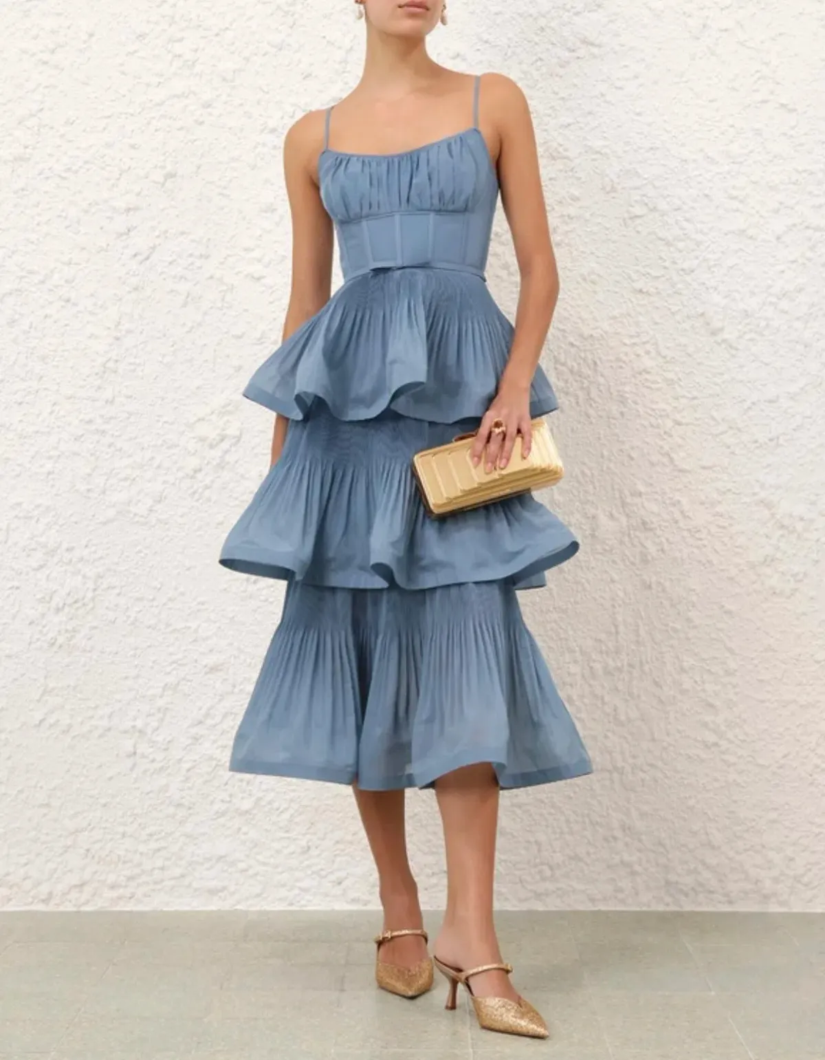 Zimmermann Deep Blue Pleated Tiered Midi s0 - Image 4