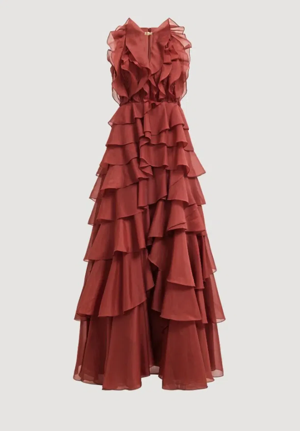 Aje Cleo Maxi Gown in Rust Red Size 14 - Image 3