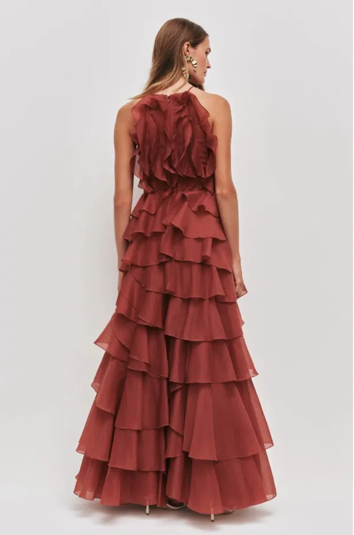 Aje Cleo Maxi Gown in Rust Red Size 8 - Image 4