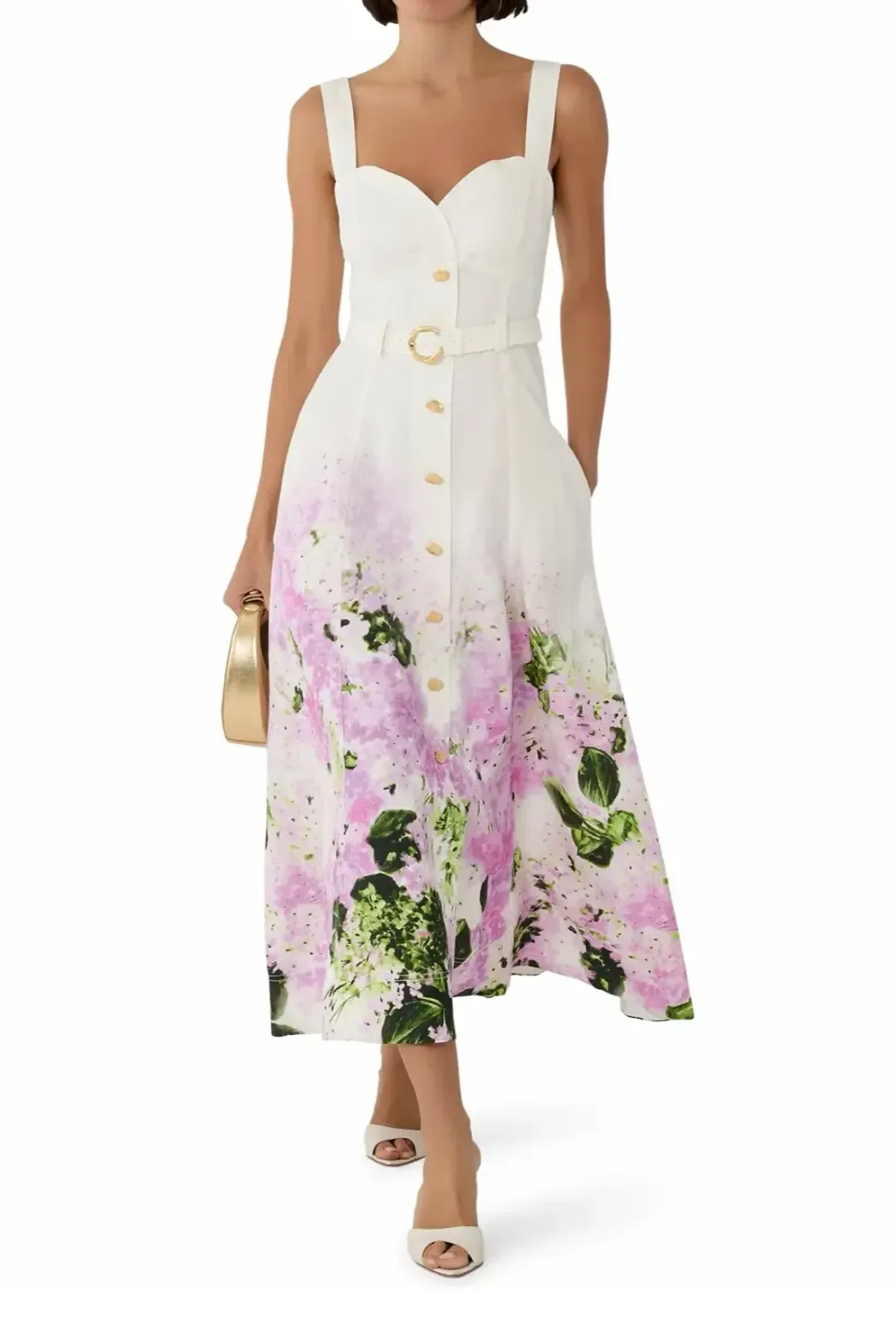 AJE EARTHA MIDI DRESS in PINK HYDRANGEA SIZE 14 - Image 1