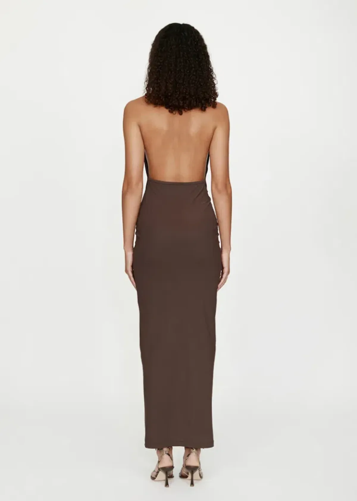 Christopher Esber Mineral Stone Ruched Halter Lycra Dress Umber Size 8 - Image 2