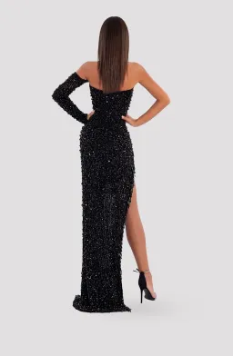 Albina Dyla One Shoulder Black Dress with corset  for rent on The Volte - image 2
