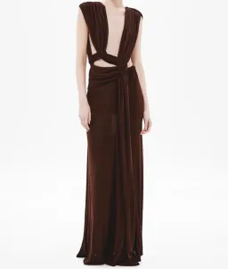 Misha The 'Naomi' Draped Rib Dress Chocolate for rent on The Volte - image 1