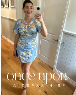 Aje Presence Twisted Mini Dress Blue Hibiscus Size AU 12 for rent on The Volte - image 3