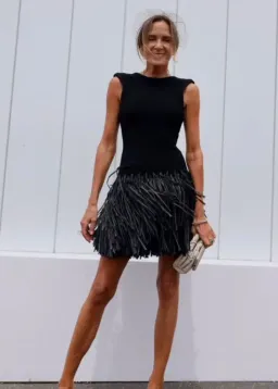 Aje Rushes Raffia Black Mini Dress Size XXS Stretchy Knit for rent on The Volte - image 6