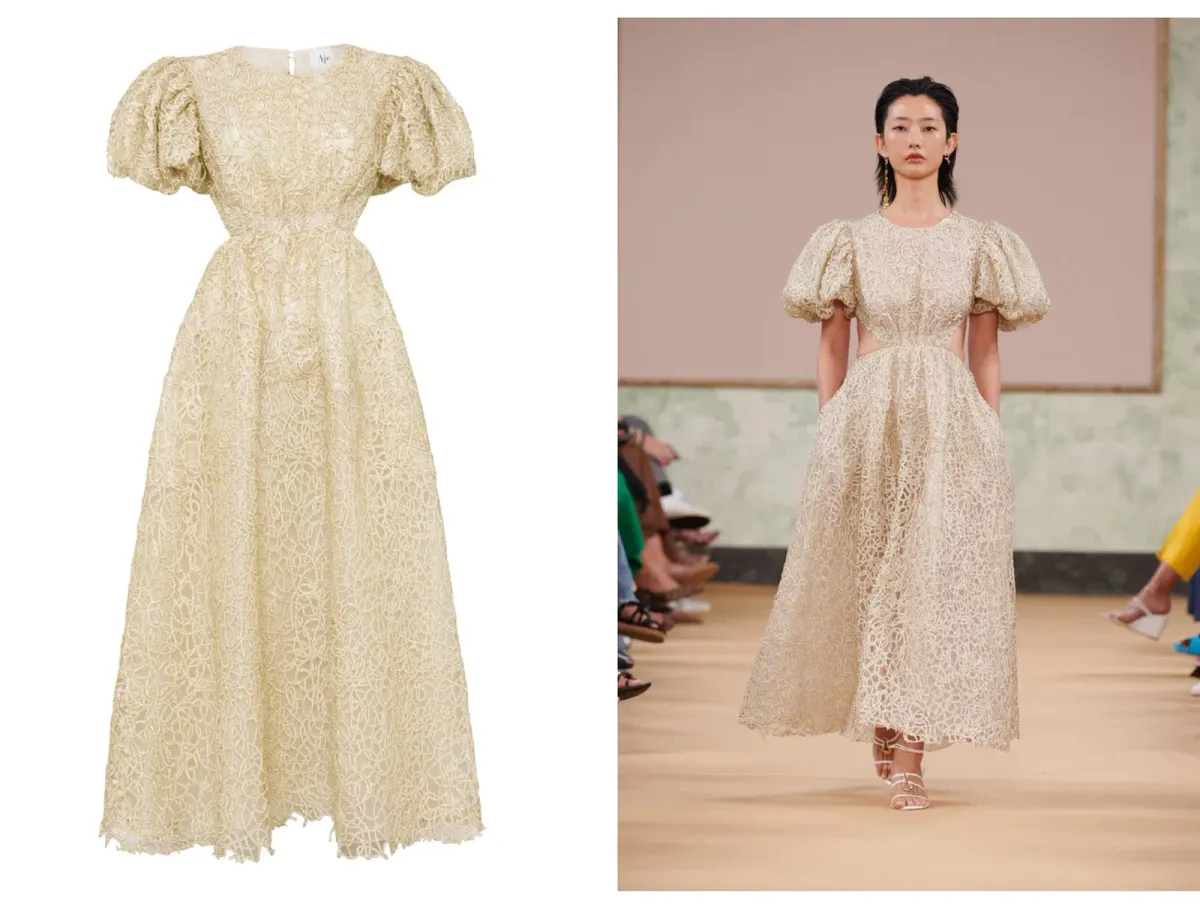 Aje Patina Lace Gold Dress AU8 - Image 2