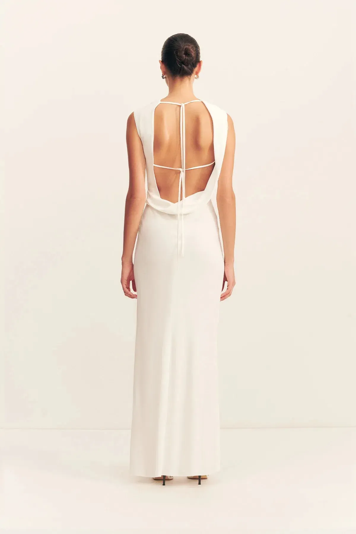 Shona Joy Rio Cowl Open Back Maxi / Ivory / Size 8 - Image 1