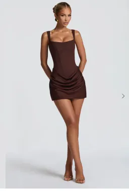 Cornelia Mini Dress - Plum Brown for rent on The Volte - image 2