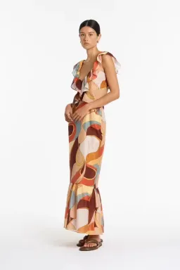 SIR. Vista Frill Midi Dress in Vista Print - Size 1 (AU 8) for rent on The Volte - image 2
