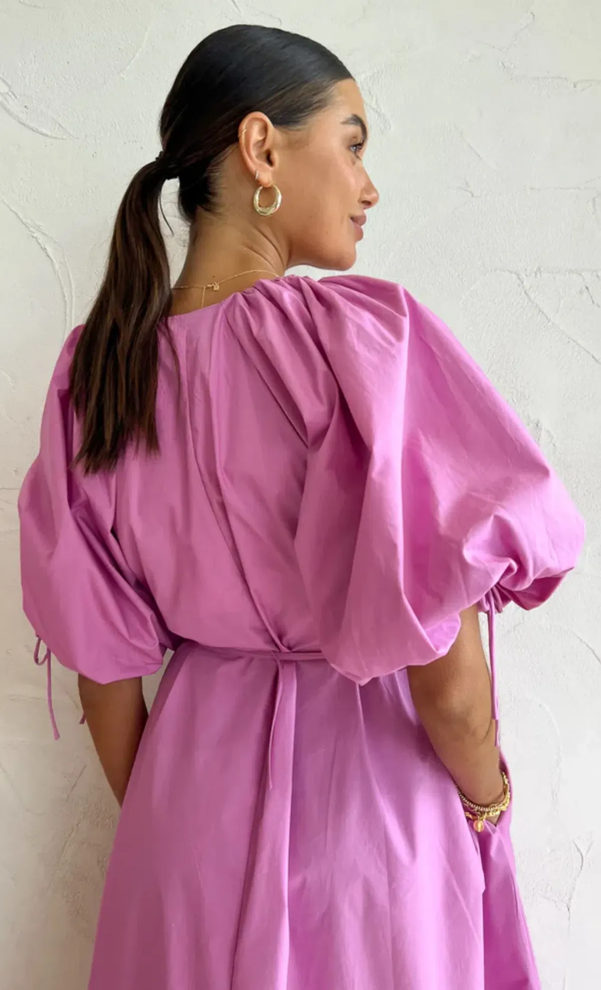 Kinney Elle Puff Sleeve Maxi Dress in Neon Violet - Size Small - Image 3
