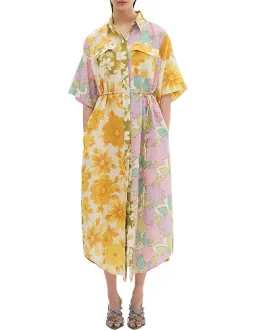 Elora Patchwork Shirt Dress for rent on The Volte - image 1