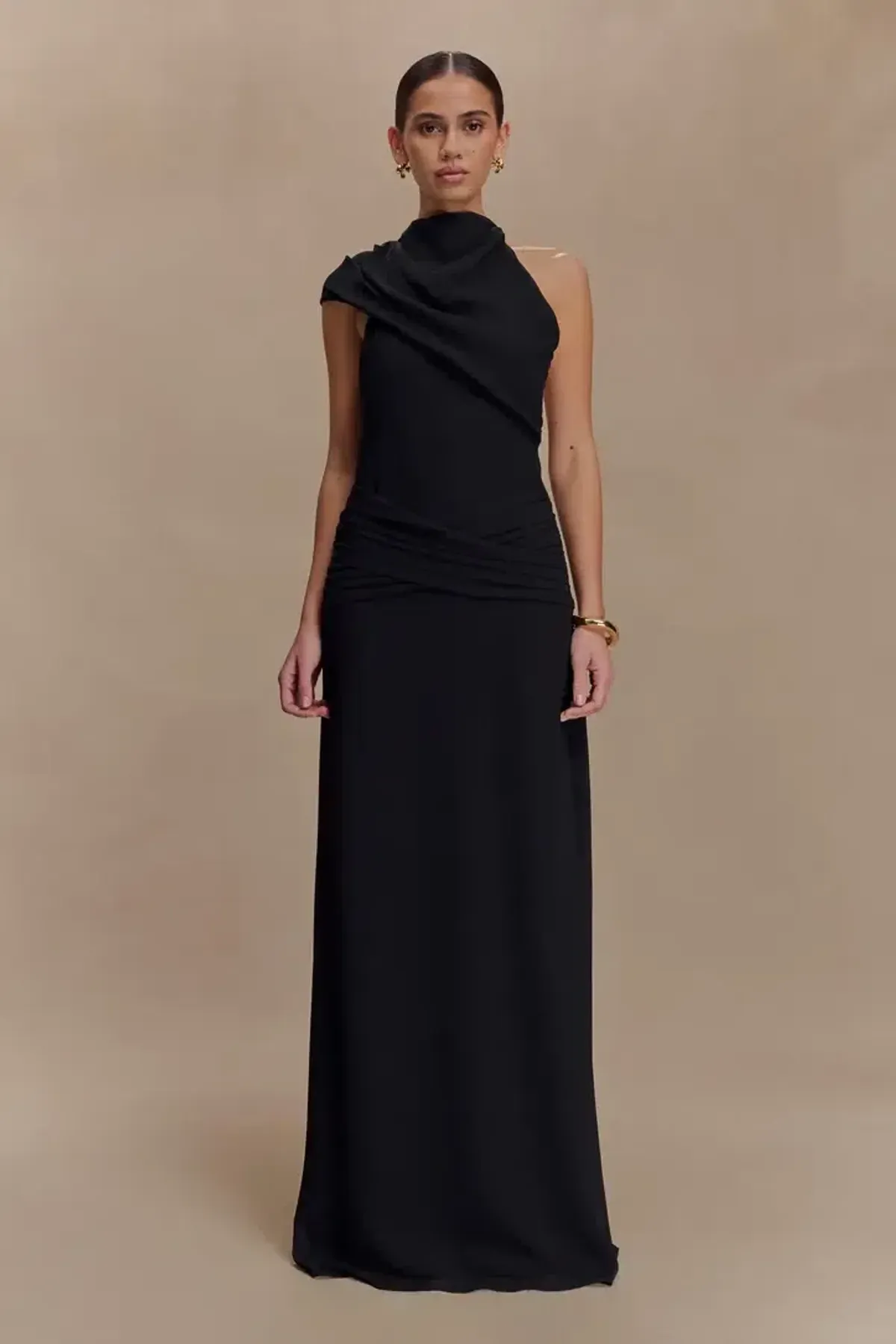 Meshki Analia Black Chiffon Maxi Dress - Image 3