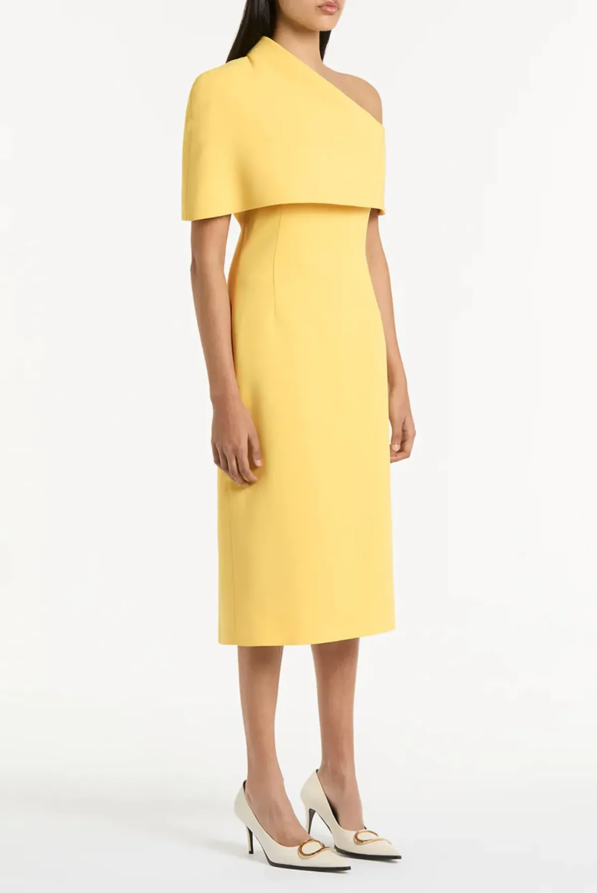 Butter crepe draped collar dress - Image 2