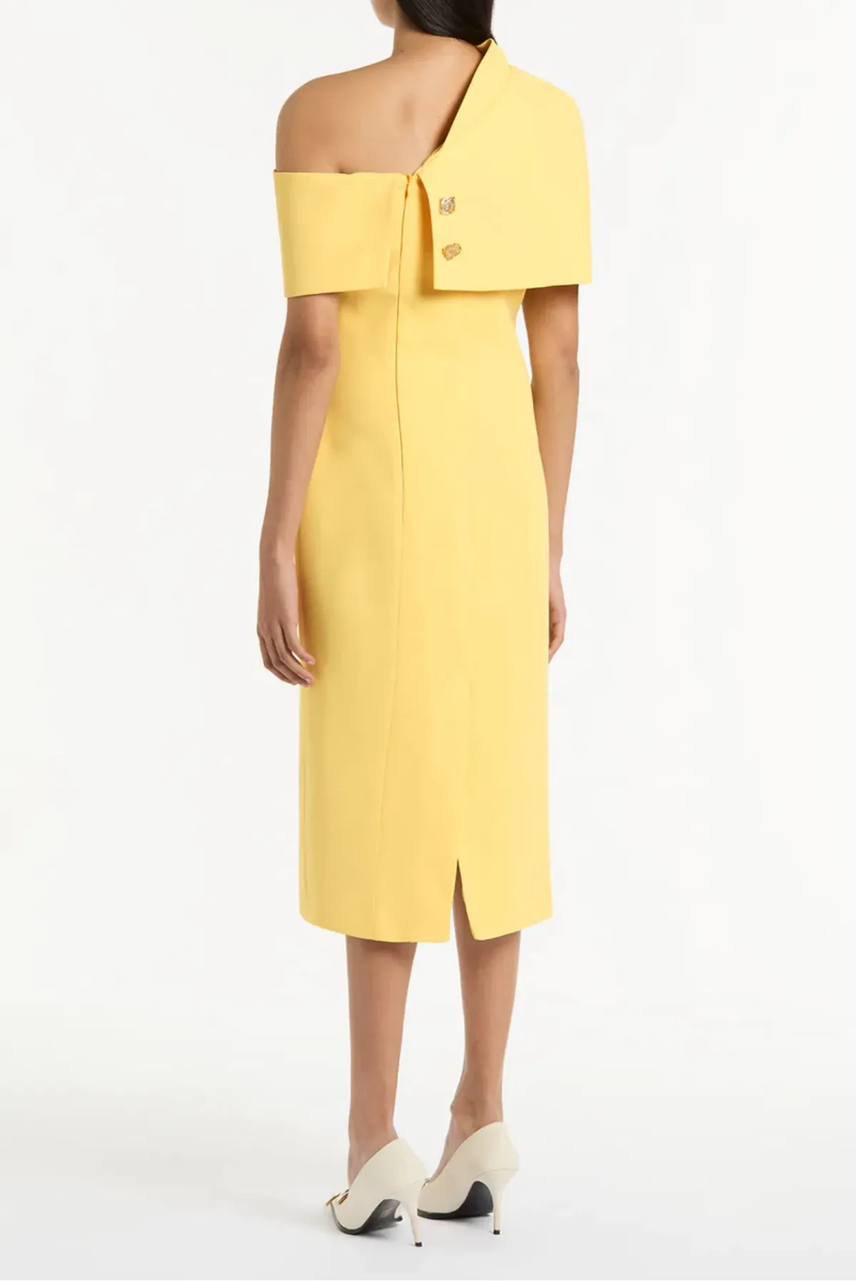 Butter crepe draped collar dress - Image 5