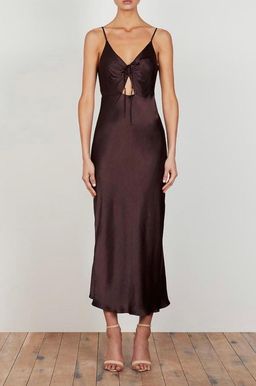 Shona Joy Wright Ruched Bias Slip Dress Chocolate Brown Size 8 for rent on The Volte - image 1