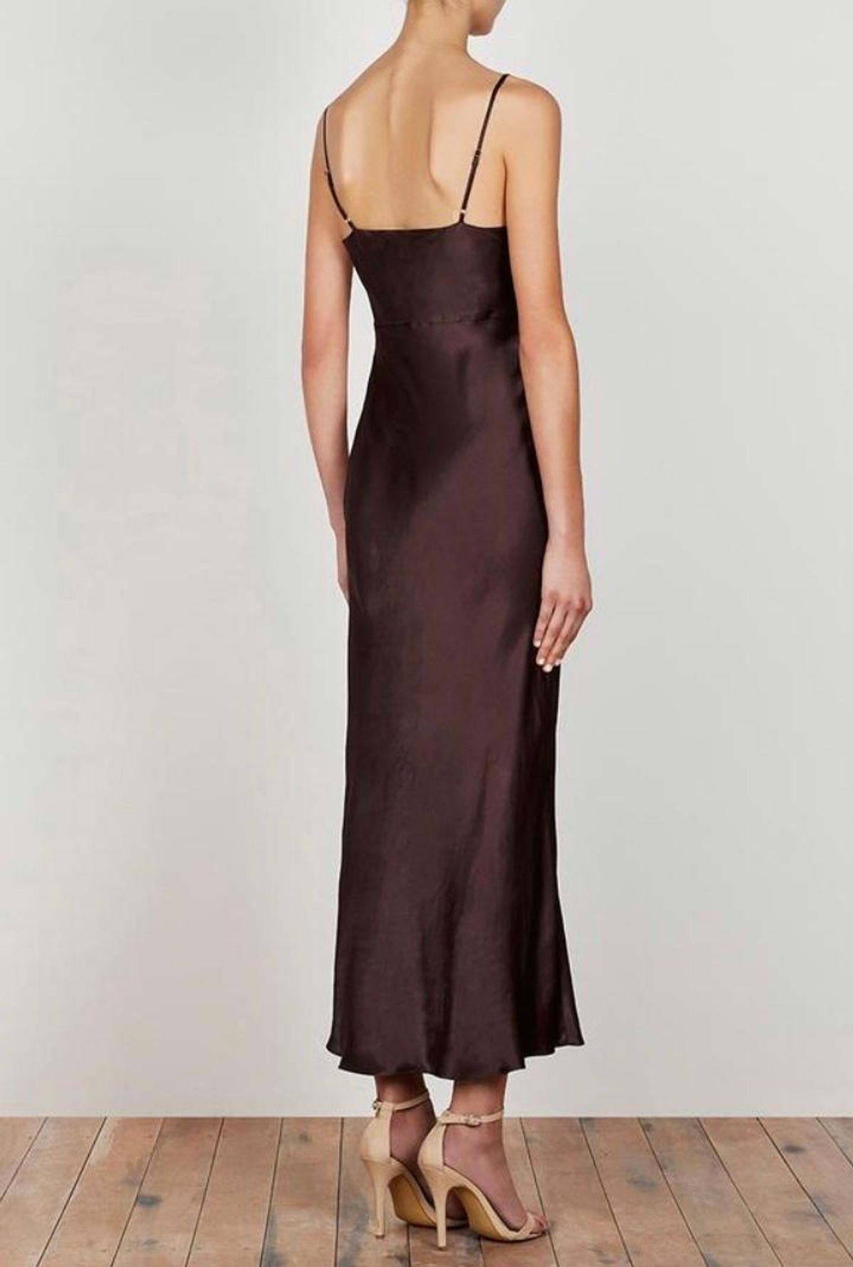 Shona Joy Wright Ruched Bias Slip Dress Chocolate Brown Size 8 - Image 2