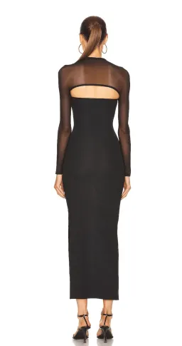 Polar Orbit Sheer Column Shawl Dress Black for rent on The Volte - image 4