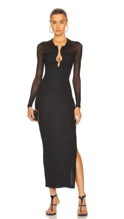 Polar Orbit Sheer Column Shawl Dress Black for rent on The Volte - image 1