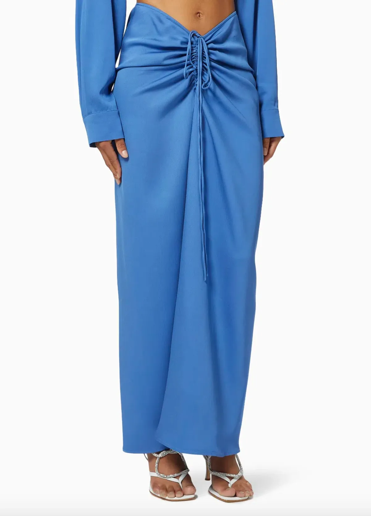 Ruched Skirt in Viscose blue - Image 2