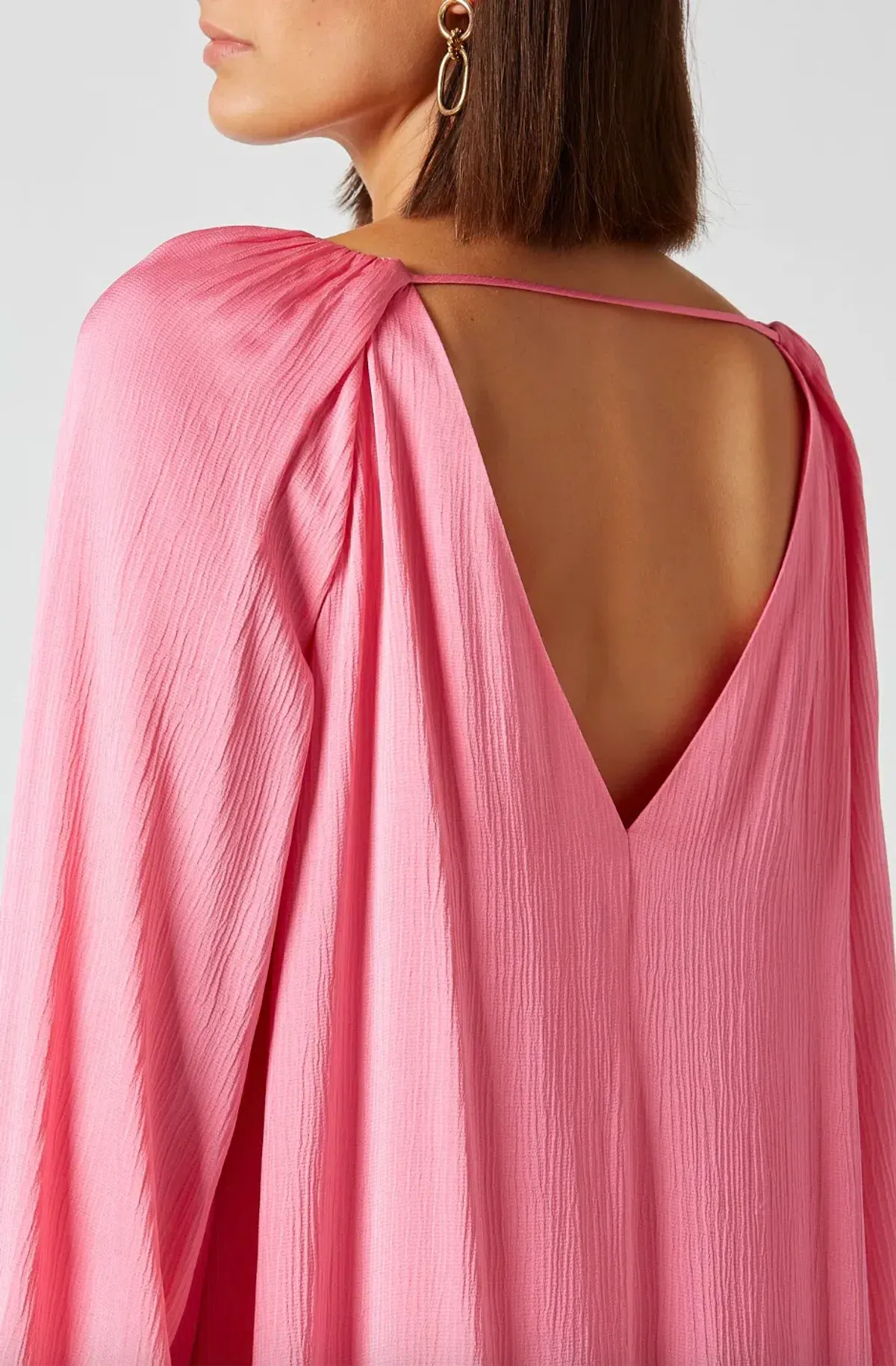 The Textured Satin Trapeze Dress Pink - Image 4