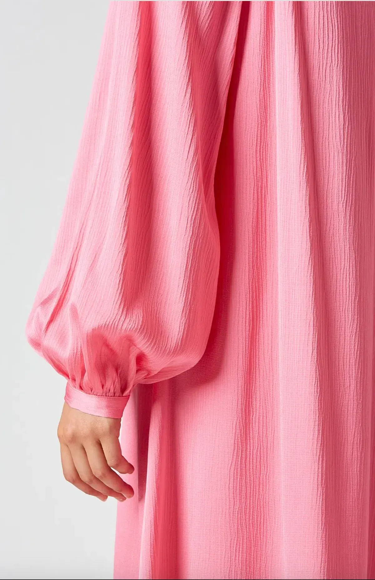 The Textured Satin Trapeze Dress Pink - Image 3