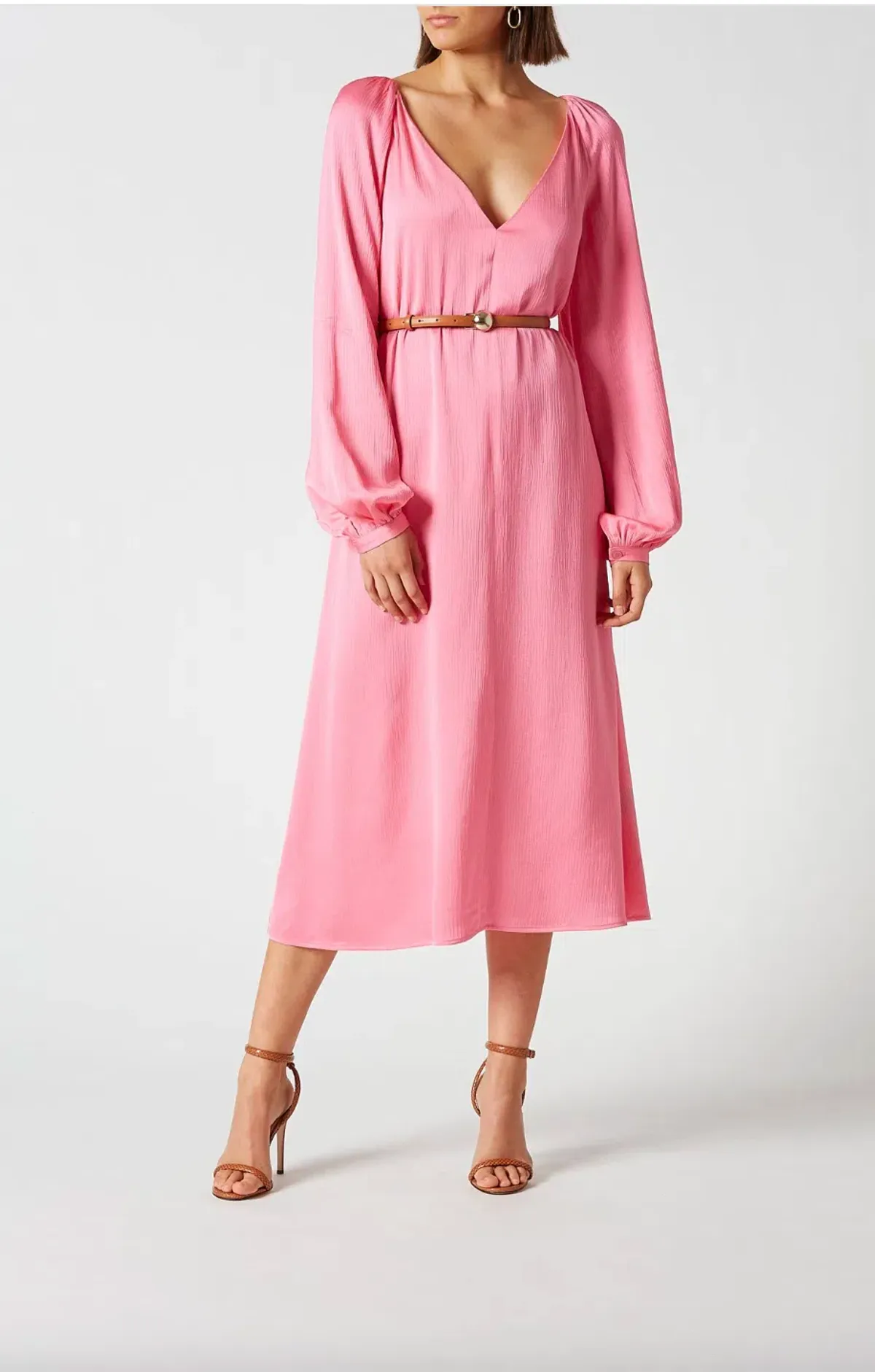 The Textured Satin Trapeze Dress Pink - Image 5