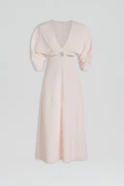 Baby Pink Crepe Knit Cut Out Cocoon Dress for rent on The Volte - image 1