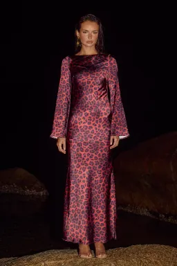 Xaria Maxi Dress Red Leopard for rent on The Volte - image 2