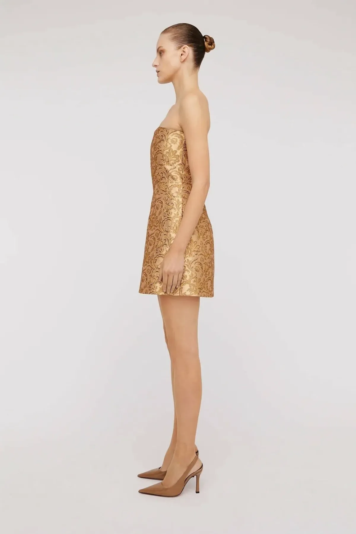 Brocade Dress Gold - Image 3