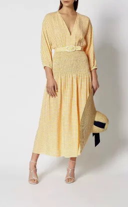 Gingham Shirred Dress Tangerine for rent on The Volte - image 1