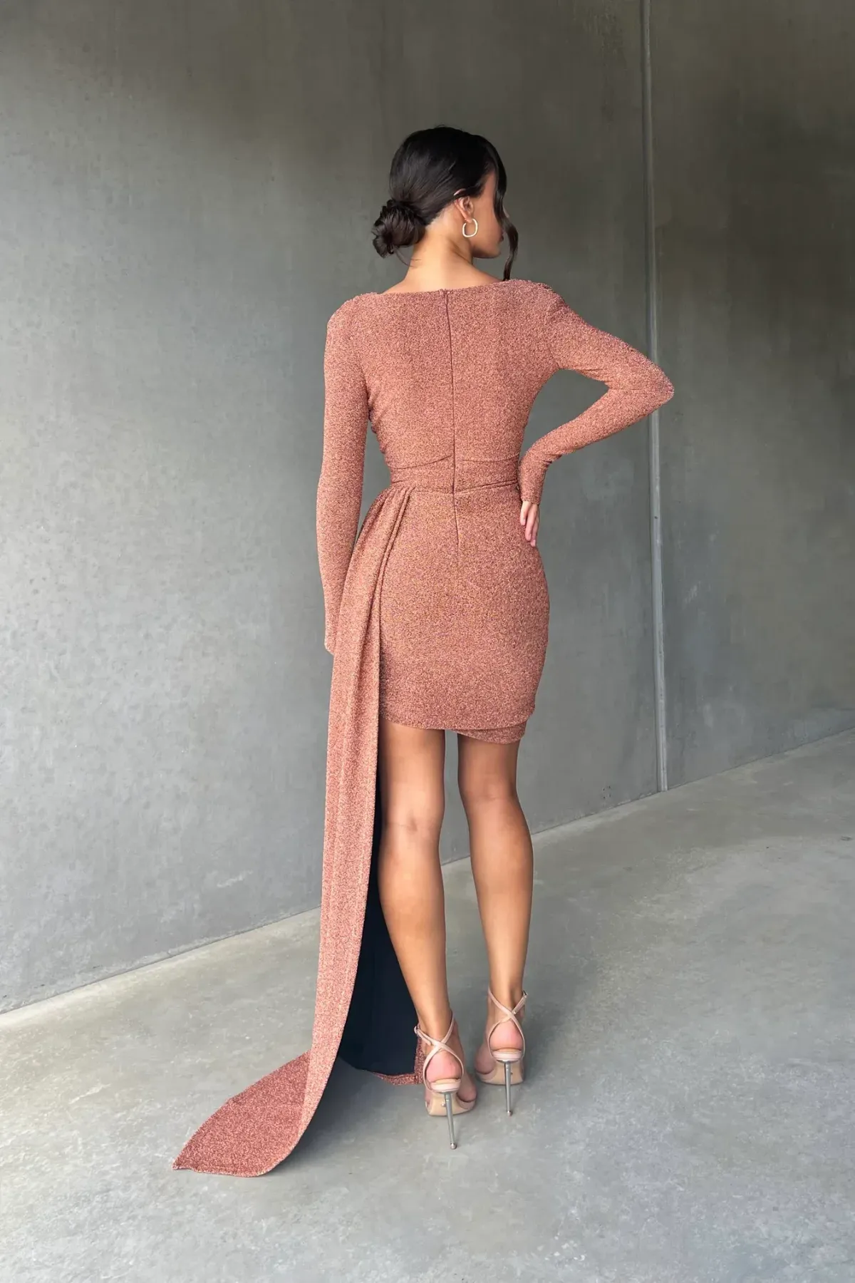 Mariya Bronze Gold Foil Dress - Image 4