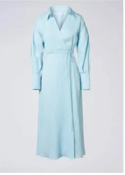 Italian Linen Wrap Shirt Dress Aqua Blue for rent on The Volte - image 3