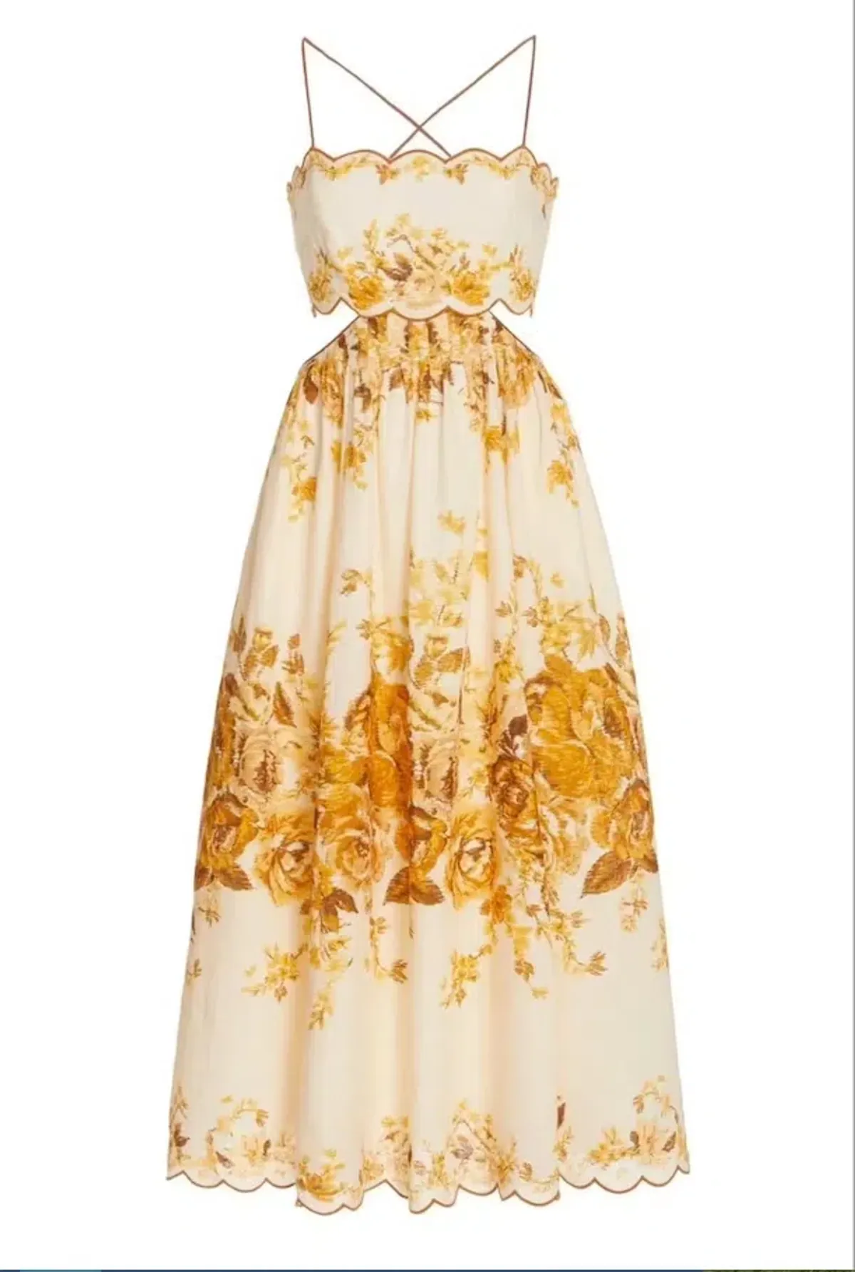 Zimmermann Aliane Scallop Midi Dress Amber Floral Size 8 - Image 2