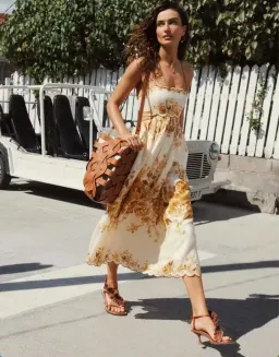 Zimmermann Aliane Scallop Midi Dress Amber Floral Size 8 for rent on The Volte - image 1