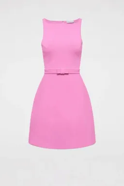 Crepe Knit Bow Bell Dress Pink for rent on The Volte - image 3