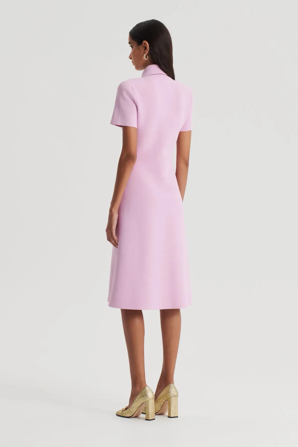Crepe Knit Zip Dress Light Pink - Image 2