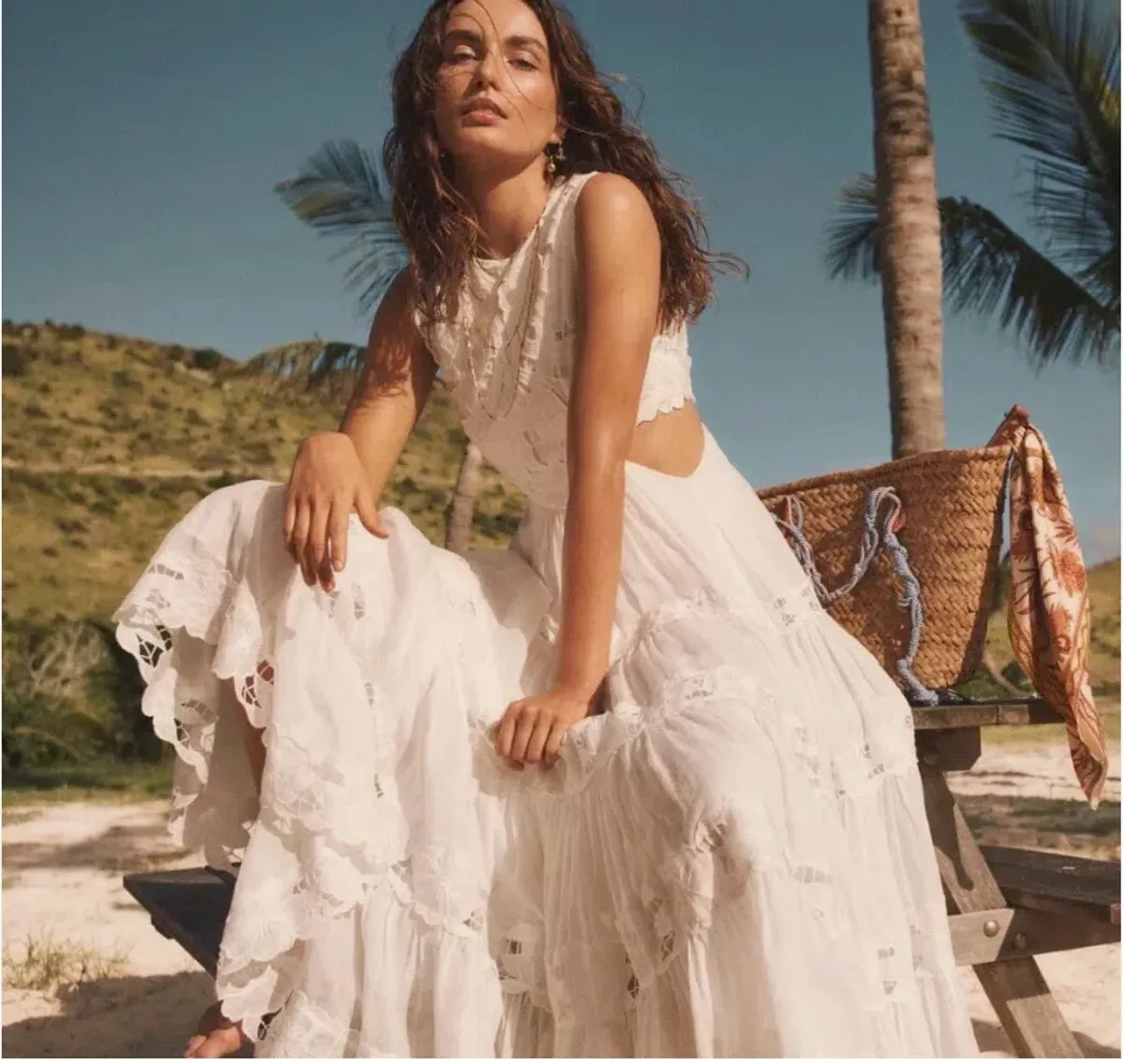 Zimmermann White Linen Cut-out Cassia Sleeveless Midi Dress size 6 - Image 2