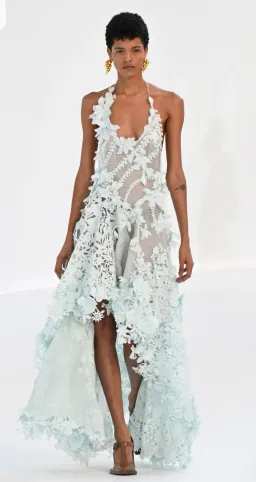 ZIMMERMANN NATURA LASERCUT HALTER DRESS ICE BLUE SIZE 0 for rent on The Volte - image 1
