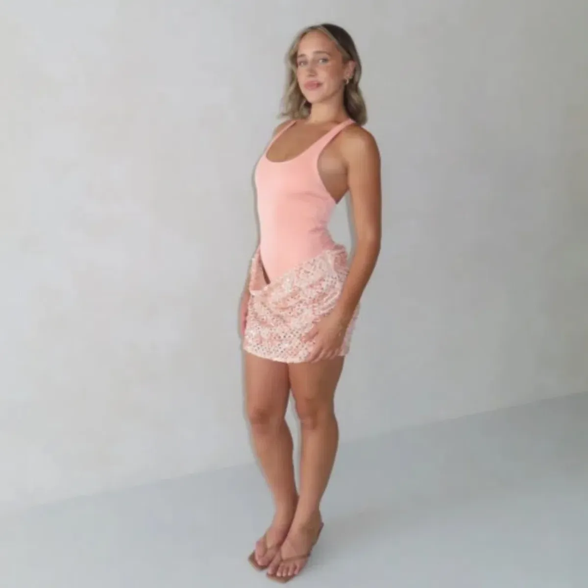 Benni Ariel Mini Dress In Aperol Size 8 - Image 4