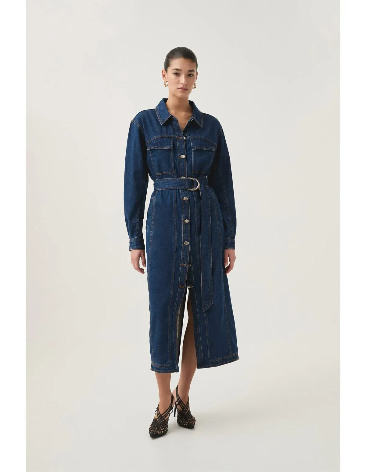 Aje Neo Midi Denim Dress Washed Indigo Size 8 - Image 1