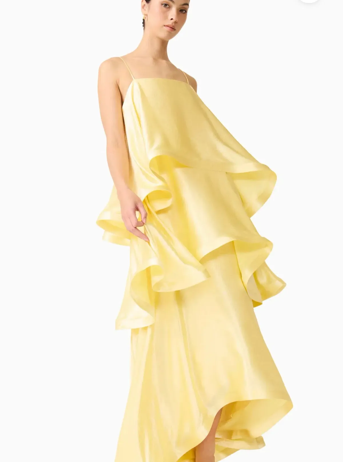 Eliatt Tilly Tiered Maxi Dress in Butter Yellow Size M/10-12 - Image 2
