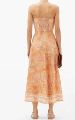 Zimmermann Brighton Tie-waist Paisley Midi Dress Orange - 12  for rent on The Volte - image 3