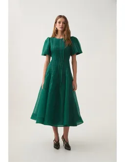 Aje Nova Pleated Midi Dress Emerald Green Size 14 for rent on The Volte - image 1
