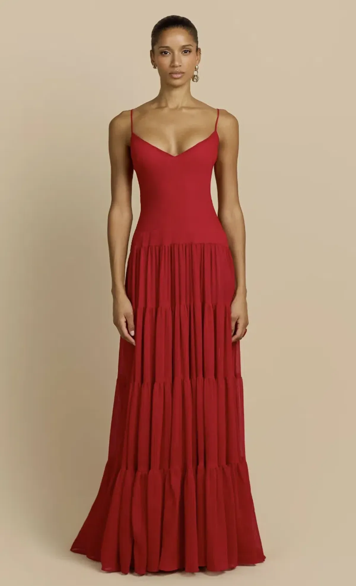 Arcina Ori Red Tiered Maxi Delphina Dress - 10 - Image 1