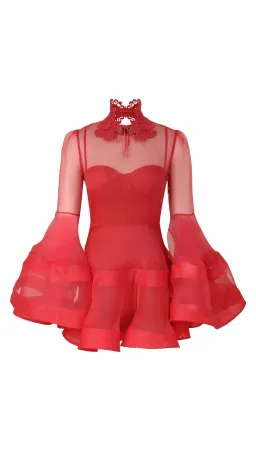 Zimmermann Rebellion Lantern Mini Dress in Red Size 1 (10) for rent on The Volte - image 1