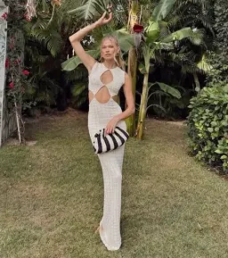 Misha Beige Esther Knit Maxi Dress - M for rent on The Volte - image 1